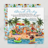 Feest voor dieren Beach Party Kaart (Voorkant / Achterkant)