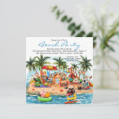 Feest voor dieren Beach Party Kaart (Staand voorkant)