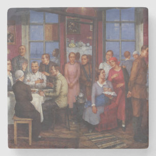 Feest voor verhuizen naar een nieuw huis stenen onderzetter