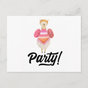 Feest! Watercolor Lama Uitnodiging Briefkaart
