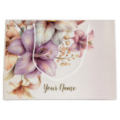 Feest Waterverf Boho Roze Bloemen Elegant Stijlvol Groot Cadeauzakje (Voorkant)