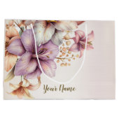 Feest Waterverf Boho Roze Bloemen Elegant Stijlvol Groot Cadeauzakje (Achterkant)