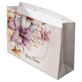 Feest Waterverf Boho Roze Bloemen Elegant Stijlvol Groot Cadeauzakje (Achterkant Gekanteld)