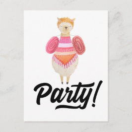 Feest! Waterverf Llama Uitnodiging Briefkaart
