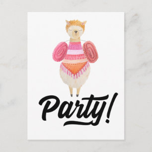 Feest! Waterverf Llama Uitnodiging Briefkaart