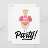 Feest! Waterverf Llama Uitnodiging Briefkaart (Voorkant / Achterkant)