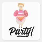 Feest! Waterverf Llama Vierkante Sticker (Voorkant)