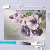 Feest Waterverf Paarse Roze Bloemen Goud Elegant Tissuepapier (Craft)