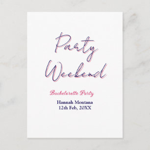 feest weekend vrijgezellen naam roze blauw trendy briefkaart