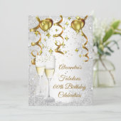 Feest zilver Gouden Ballon champagne glitters Kaart (Staand voorkant)