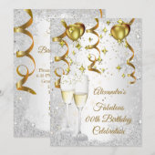 Feest zilver Gouden Ballon champagne glitters Kaart (Voorkant / Achterkant)
