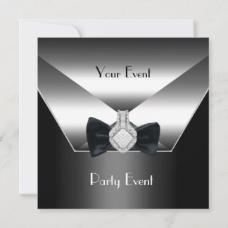 Feest Zilveren Zwart Tie Diamanten Sieraad Kaart