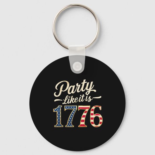 Feest zoals het is 1776 Amerikaanse vlag Mannen Vr Sleutelhanger (Voorkant)