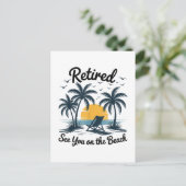 Feest Zomer Met Pensioen Tot Ziens Op Het Strand Briefkaart (Staand voorkant)