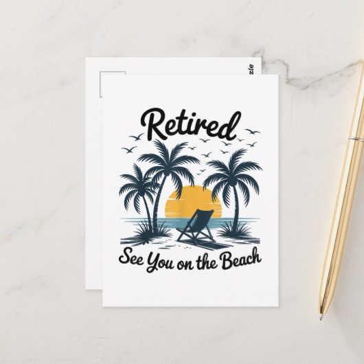 Feest Zomer Met Pensioen Tot Ziens Op Het Strand Briefkaart (Voorkant / Achterkant in situ)