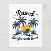 Feest Zomer Met Pensioen Tot Ziens Op Het Strand Briefkaart (Voorkant)