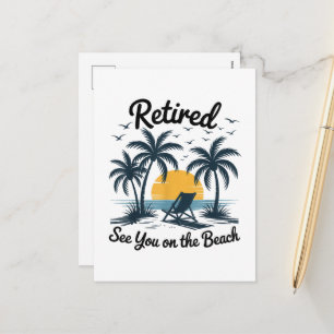 Feest Zomer Met Pensioen Tot Ziens Op Het Strand Feestdagenkaart
