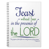 "Feest zonder angst in aanwezigheid van de Heer" Notitieboek (Voorkant)