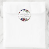 Feestartikelen - Marsala Navy Blauwe Roze Bloemen Ronde Sticker (Tas)