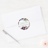 Feestartikelen - Marsala Navy Blauwe Roze Bloemen Ronde Sticker (Envelop)
