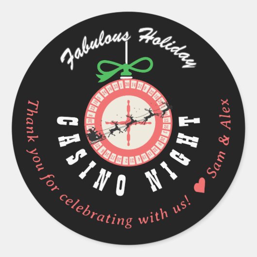 Feestavond Blackjack Poker Holiday Vegas Casino Ronde Sticker (Voorkant)