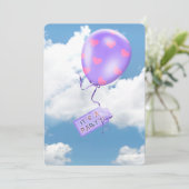 Feestballon in de lucht kaart (Staand voorkant)