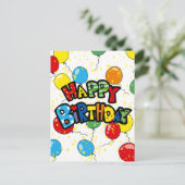 Feestballonnen gelukkige verjaardag briefkaart (Staand voorkant)