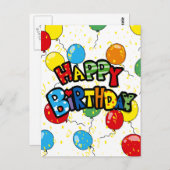 Feestballonnen gelukkige verjaardag briefkaart (Voorkant / Achterkant)
