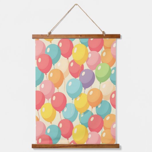Feestballonnen in verschillende kleuren hangend wandkleed (Voorkant)