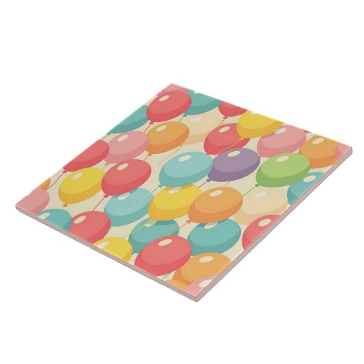 Feestballonnen in verschillende kleuren tegeltje (Zijkant)