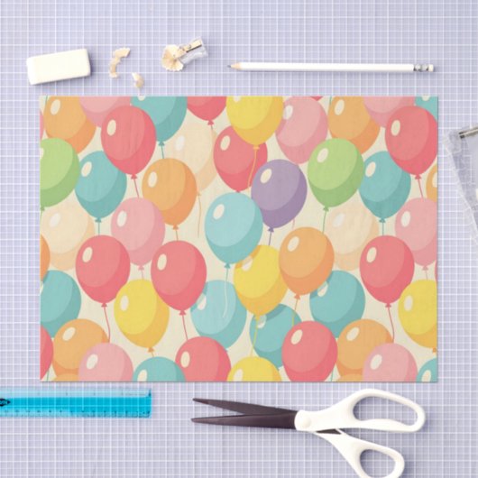 Feestballonnen in verschillende kleuren tissuepapier (Craft)