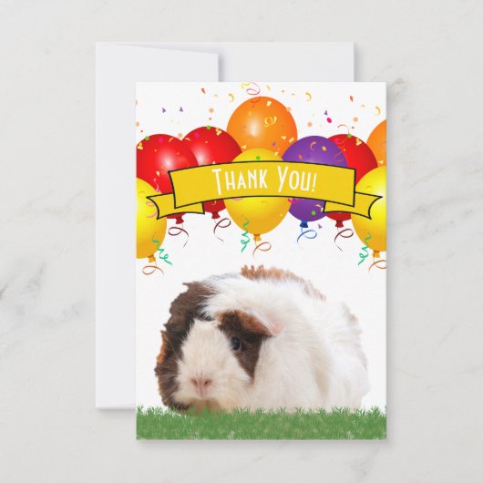 Feestballonnen Knuffel Cavia Gele Banner Bedankkaart (Voorkant)