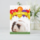 Feestballonnen Knuffel Cavia Gele Banner Bedankkaart (Staand voorkant)