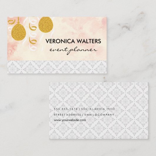 Feestballonnen / Maskers voor een Maskerade / Dama Visitekaartje (Voorkant / Achterkant)