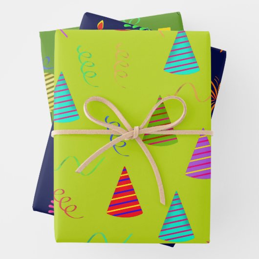 Feestballonnen, Petten en kaarsen in kleurrijke st Inpakpapier Vel (In situ)