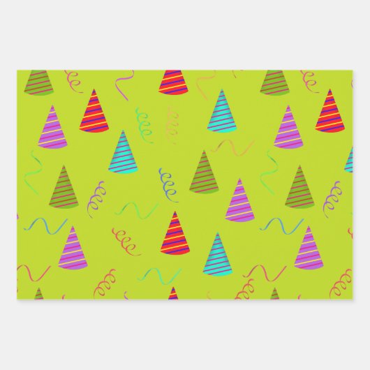 Feestballonnen, Petten en kaarsen in kleurrijke st Inpakpapier Vel (Voorkant)