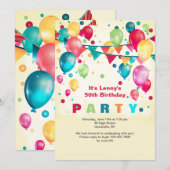 Feestballonnen Uitnodiging (Voorkant / Achterkant)