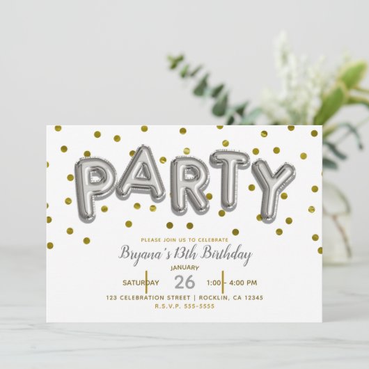 FEestballonnen Zilver & Goud Verjaardag ELKE KLEUR Kaart (Staand voorkant)