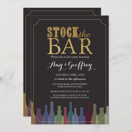 Feestbar Voorraadflessen Uitnodiging Betrokkenheid (Voorkant / Achterkant)