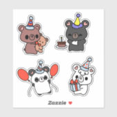 Feestbeer kus uitknippen Kawaii stickerblad Sticker (Vel)