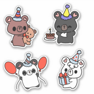 Feestbeer kus uitknippen Kawaii stickerblad Sticker