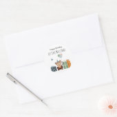 Feestbeest, Aap met cadeaus en ballonnen Ronde Sticker (Envelop)