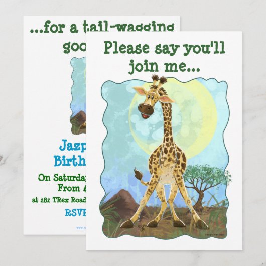 Feestbeest Giraffe Kaart (Voorkant / Achterkant)