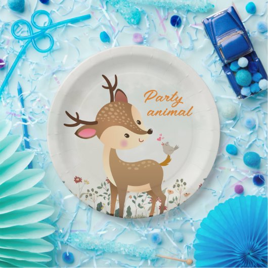 Feestbeest, rendier & hart liefde modern papieren bordje (Feest)