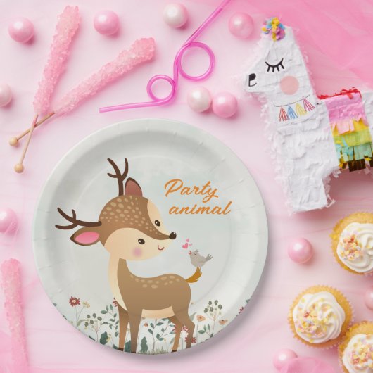 Feestbeest, rendier & hart liefde modern papieren bordje (Feest)