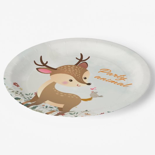Feestbeest, rendier & hart liefde modern papieren bordje (Gekanteld)