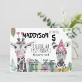 FEESTBEEST|Waterverf|Safari| KINDER UITNODIGING (Staand voorkant)