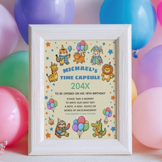 Feestbeesten Dierentuin Eerste verjaardag Tijdcaps Poster
