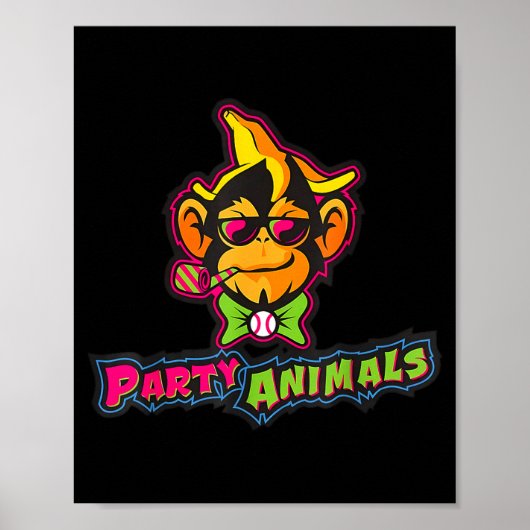 Feestbeesten honkbal aap poster (Voorkant)