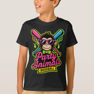 Feestbeesten honkbal grappige aap levendige slijm t-shirt